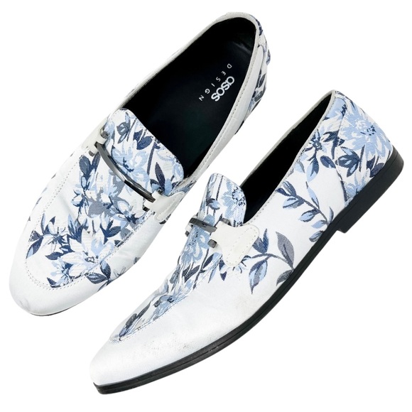 ASOS DESIGN loafers in blue floral print and snaffle detail Men’s 8.5 - Picture 13 of 13